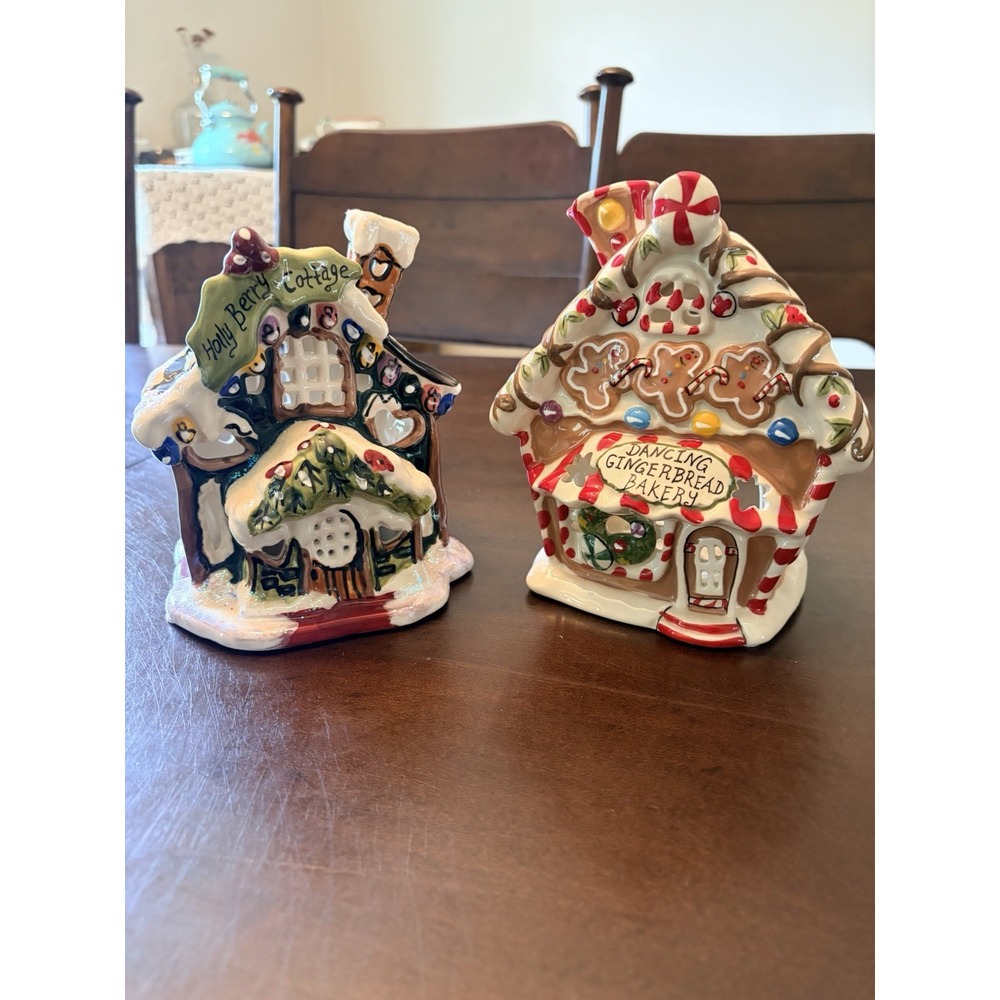 Blue Sky Heather Goldminc Christmas Cottage Lot Holly Berry Gingerbread